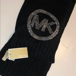 NWT Michael Kors black scarf with rhinestone logo